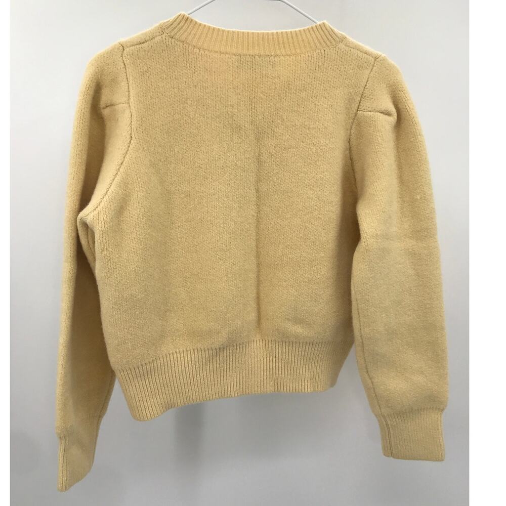 Rihoas Yellow Round Neck Knit Cardigan Sweater Gold Button One Size - Picture 7 of 9